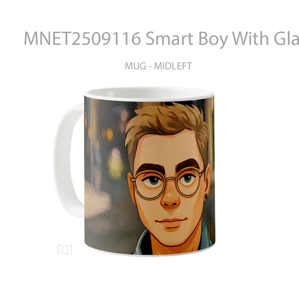 Smart Boy With Glasses Mug MNET2509116 - All-side / Desain