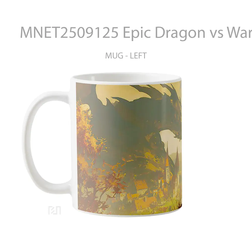 Epic Dragon Vs Warrior Fantasy Scene Mug MNET2509125 - All-side / Desain