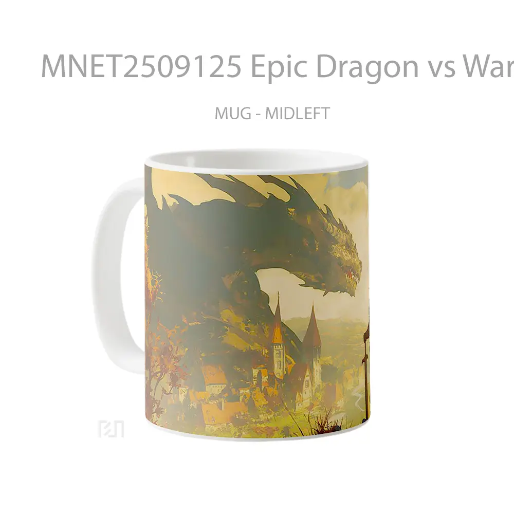 Epic Dragon Vs Warrior Fantasy Scene Mug MNET2509125 - All-side / Desain