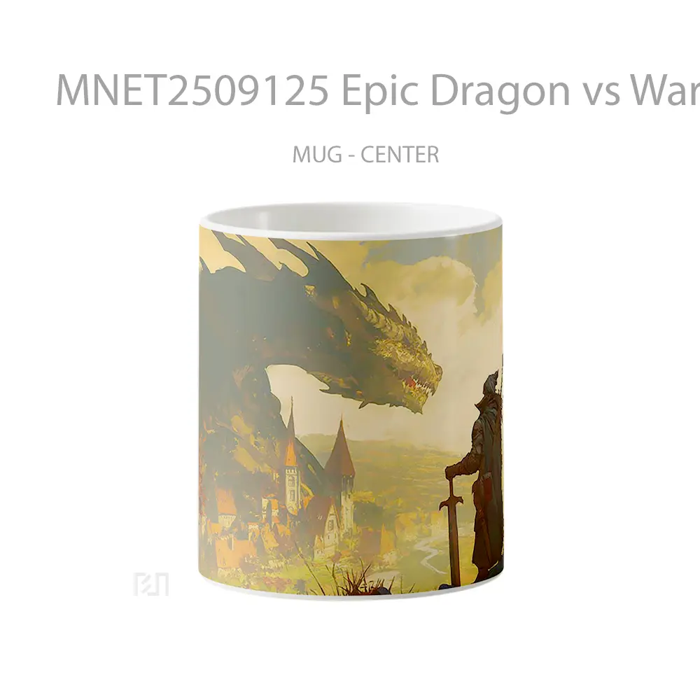 Epic Dragon Vs Warrior Fantasy Scene Mug MNET2509125 - All-side / Desain