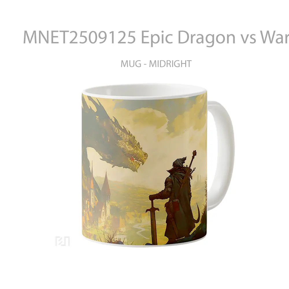 Epic Dragon Vs Warrior Fantasy Scene Mug MNET2509125 - All-side / Desain