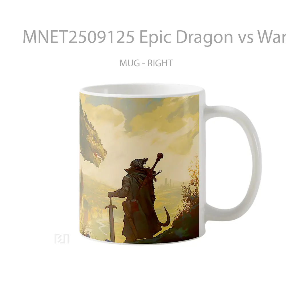 Epic Dragon Vs Warrior Fantasy Scene Mug MNET2509125