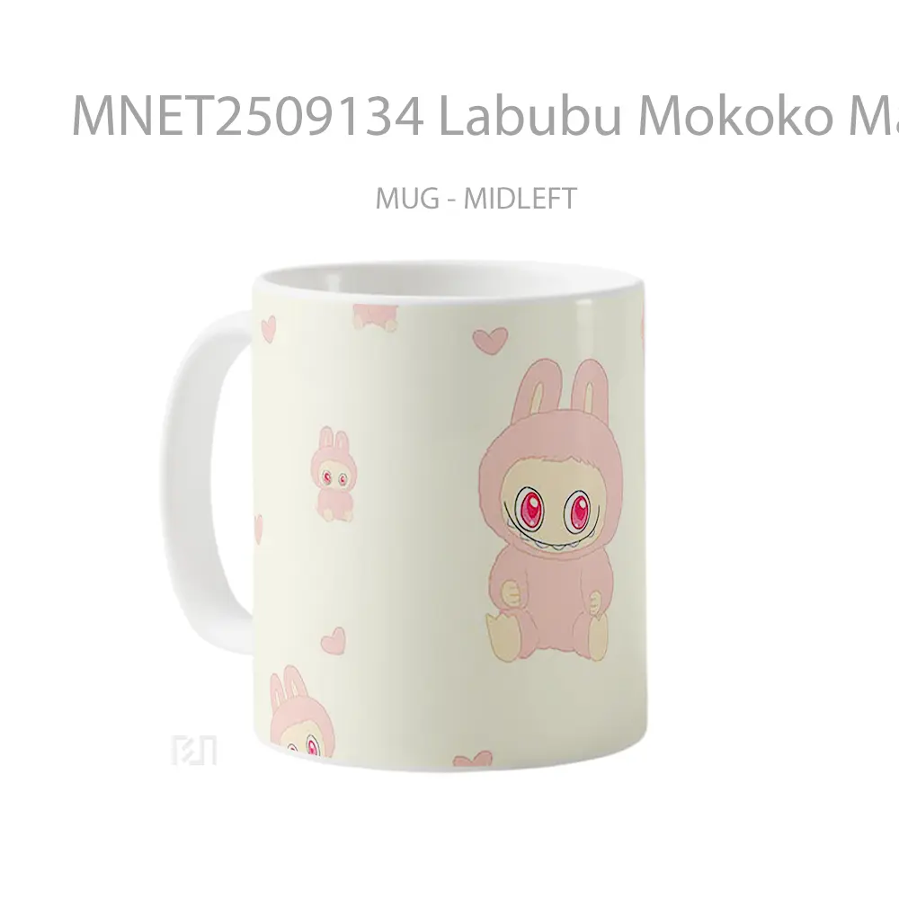Labubu Mokoko Many Pink Hearts Mug MNET2509134 - All-side / Desain