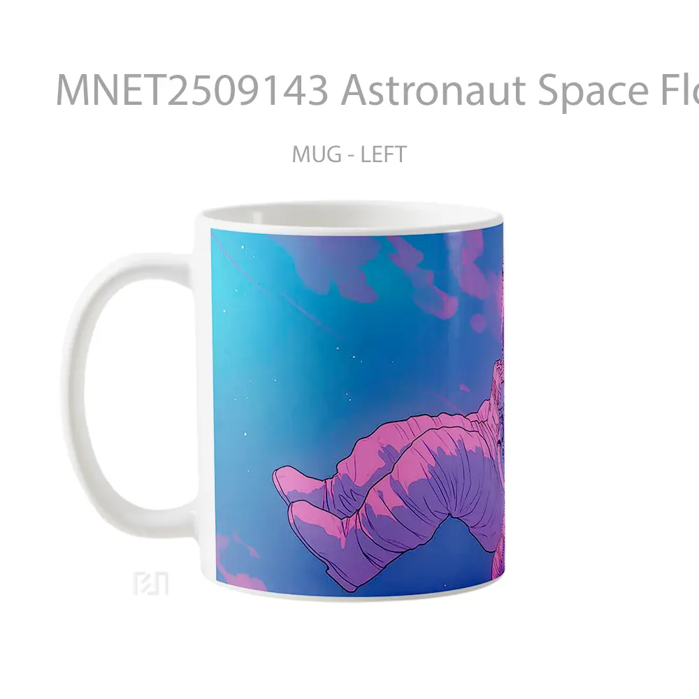 Astronaut Space Floating Pink Blue Glow Mug MNET2509143 - All-side / Desain