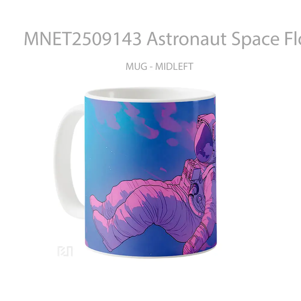 Astronaut Space Floating Pink Blue Glow Mug MNET2509143 - All-side / Desain