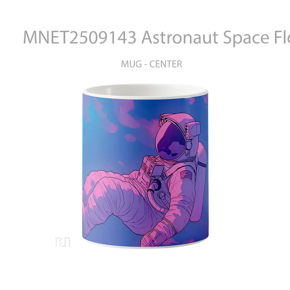 Astronaut Space Floating Pink Blue Glow Mug MNET2509143 - All-side / Desain