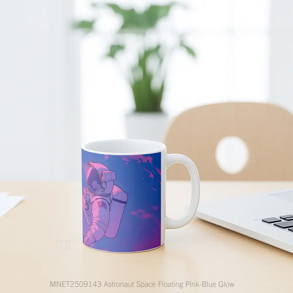 Astronaut Space Floating Pink Blue Glow Mug MNET2509143 - All-side / Desain