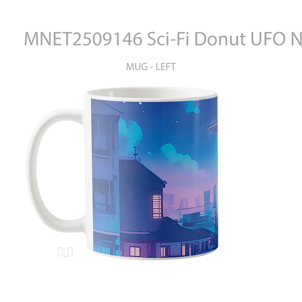 Sci Fi Donut Ufo Night Mug MNET2509146 - All-side / Desain