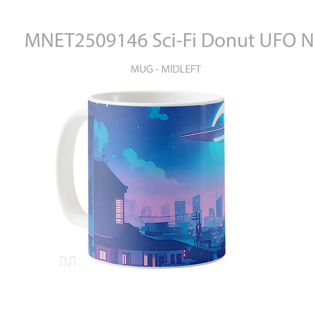 Sci Fi Donut Ufo Night Mug MNET2509146 - All-side / Desain
