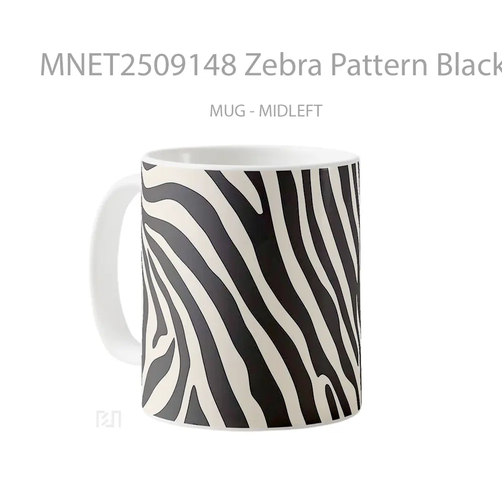 Zebra Pattern Black & White Print Mug MNET2509148 - All-side / Desain