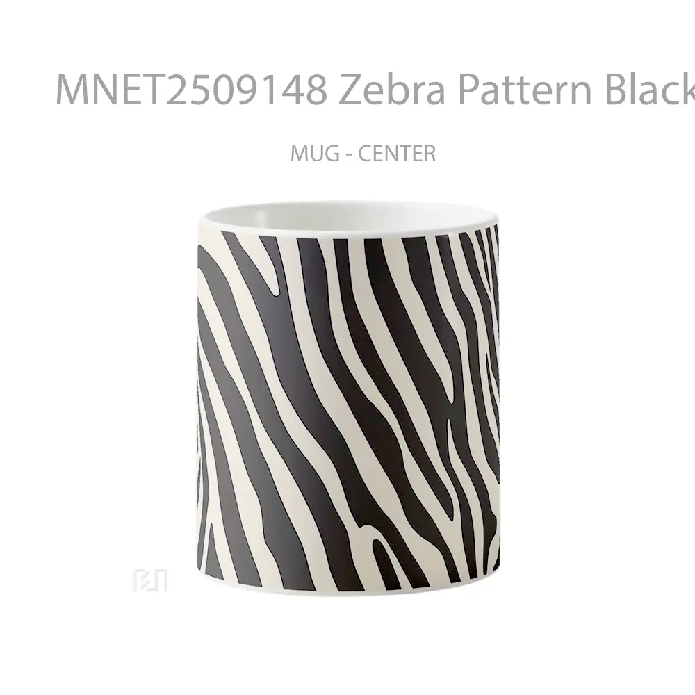Zebra Pattern Black & White Print Mug MNET2509148 - All-side / Desain