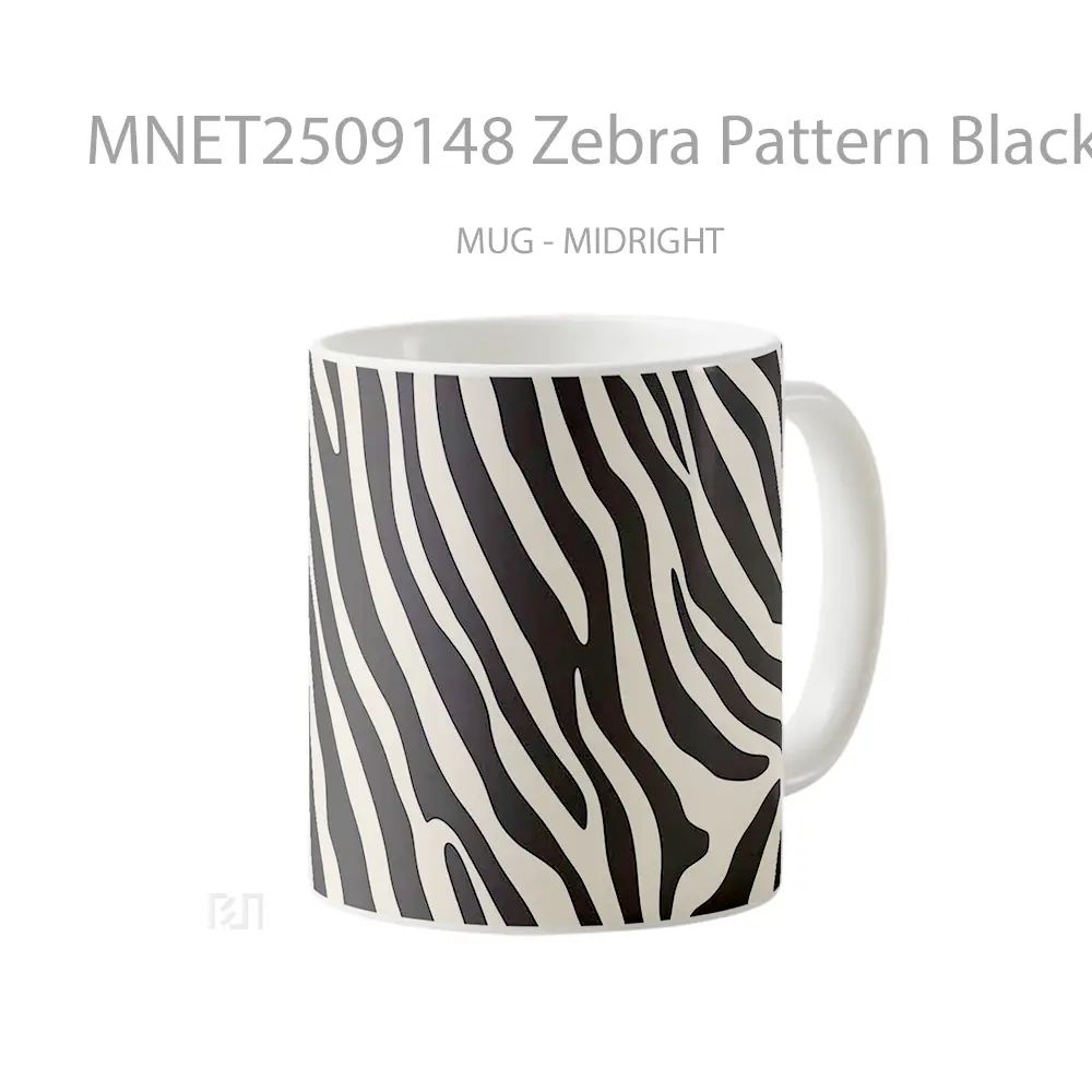 Zebra Pattern Black & White Print Mug MNET2509148 - All-side / Desain