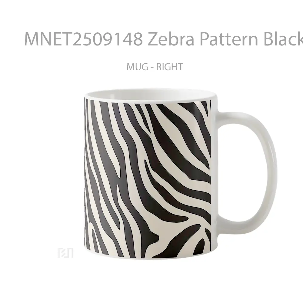 Zebra Pattern Black & White Print Mug MNET2509148