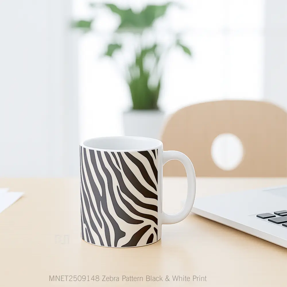 Zebra Pattern Black & White Print Mug MNET2509148 - All-side / Desain