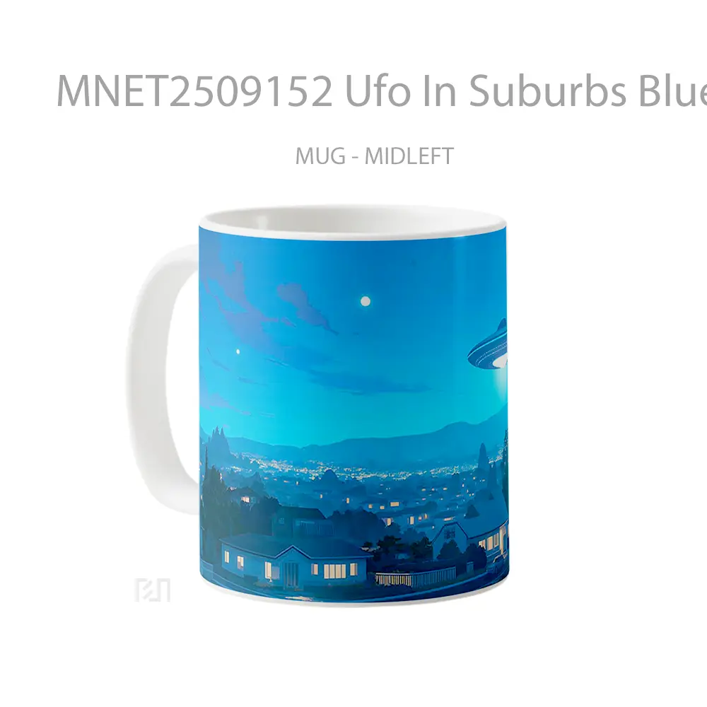 Ufo In Suburbs Blue Night Vibes Mug MNET2509152 - All-side / Desain