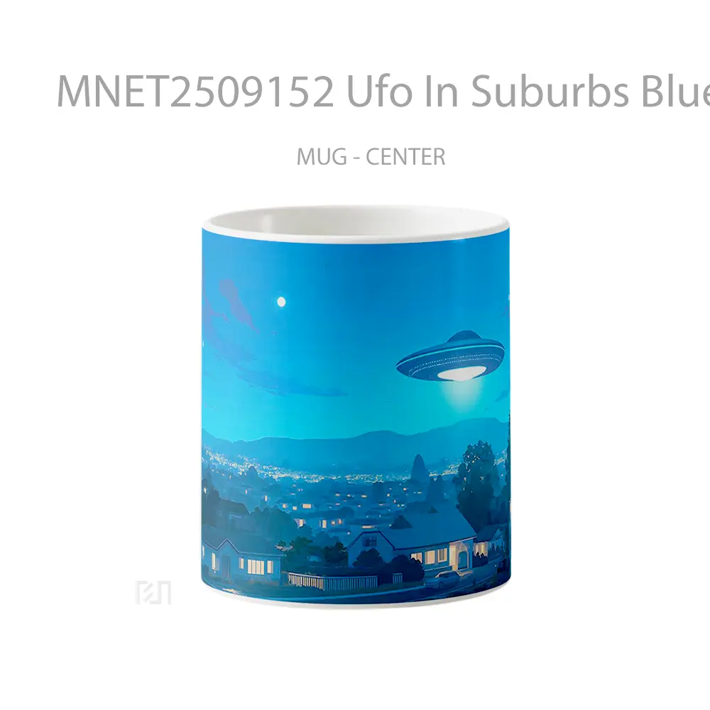 Ufo In Suburbs Blue Night Vibes Mug MNET2509152 - All-side / Desain
