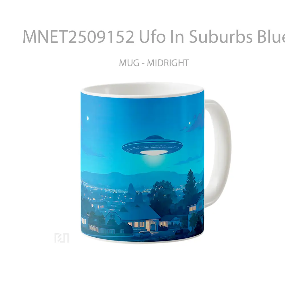 Ufo In Suburbs Blue Night Vibes Mug MNET2509152 - All-side / Desain