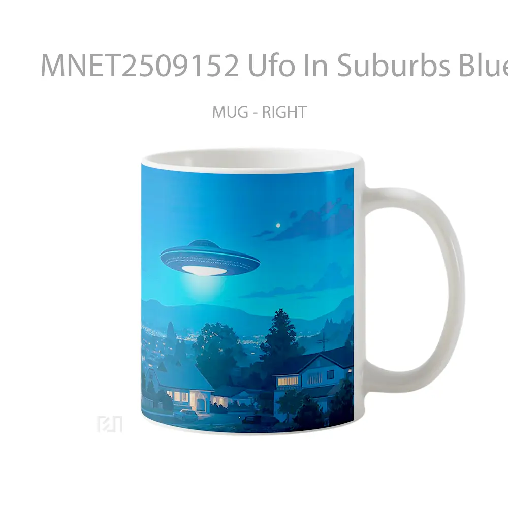 Ufo In Suburbs Blue Night Vibes Mug MNET2509152