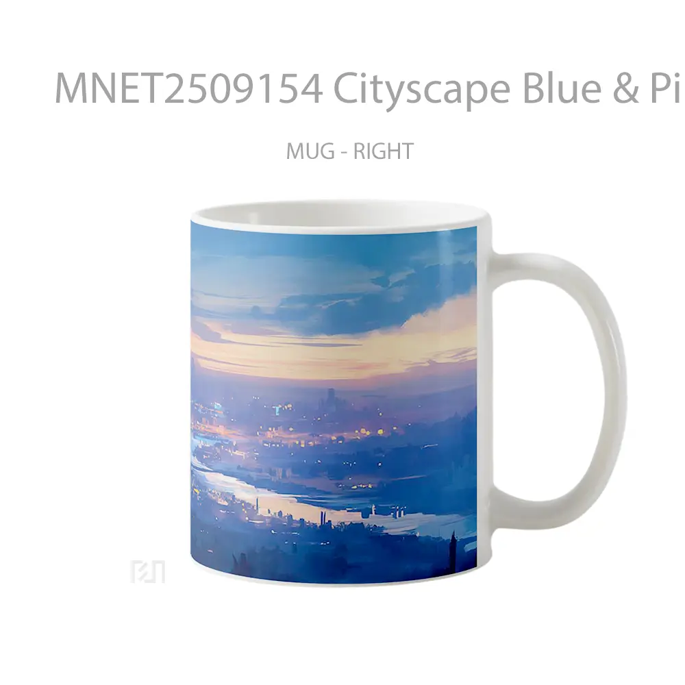 Cityscape Blue & Pink Glow Evening Vibe Mug MNET2509154