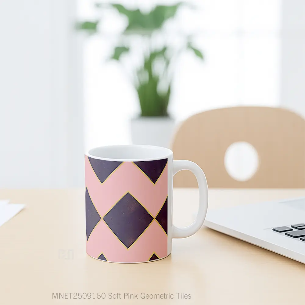 Soft Pink Geometric Tiles Mug MNET2509160 - All-side / Desain