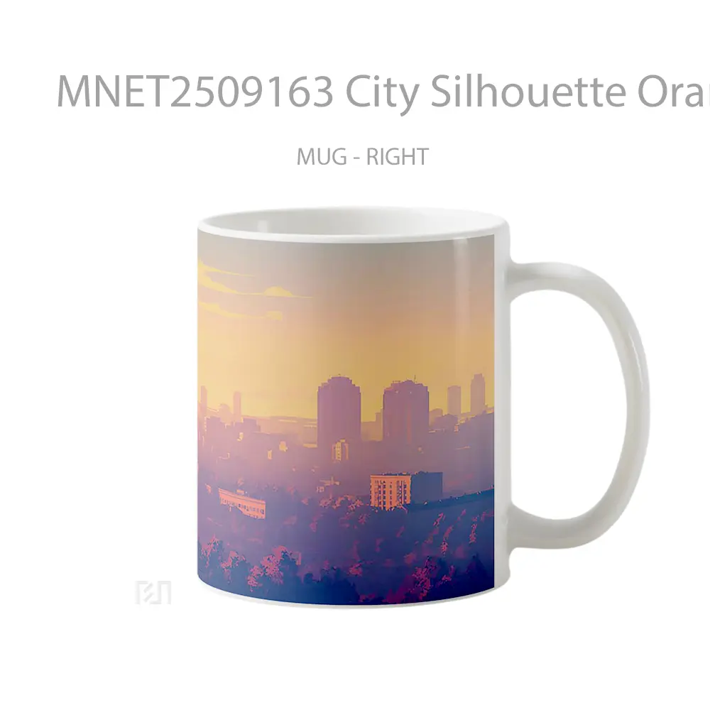 City Silhouette Orange Sunset Minimal Scene Mug MNET2509163
