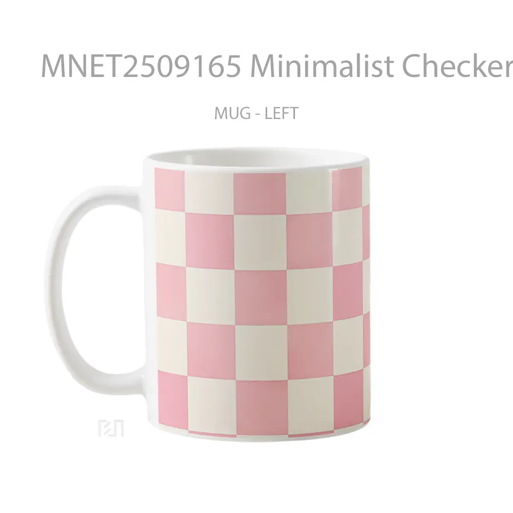Minimalist Checkered Pink Pattern Mug MNET2509165 - All-side / Desain
