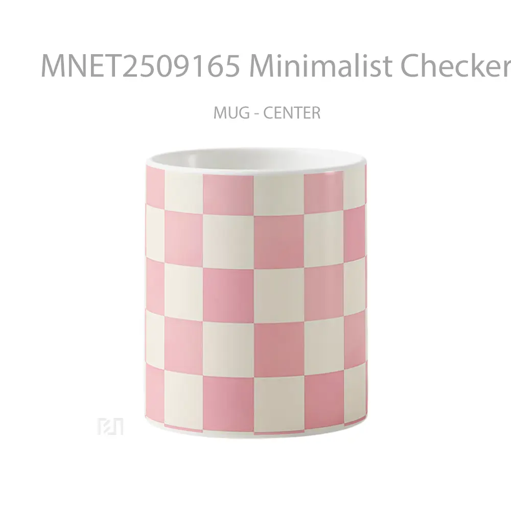 Minimalist Checkered Pink Pattern Mug MNET2509165 - All-side / Desain