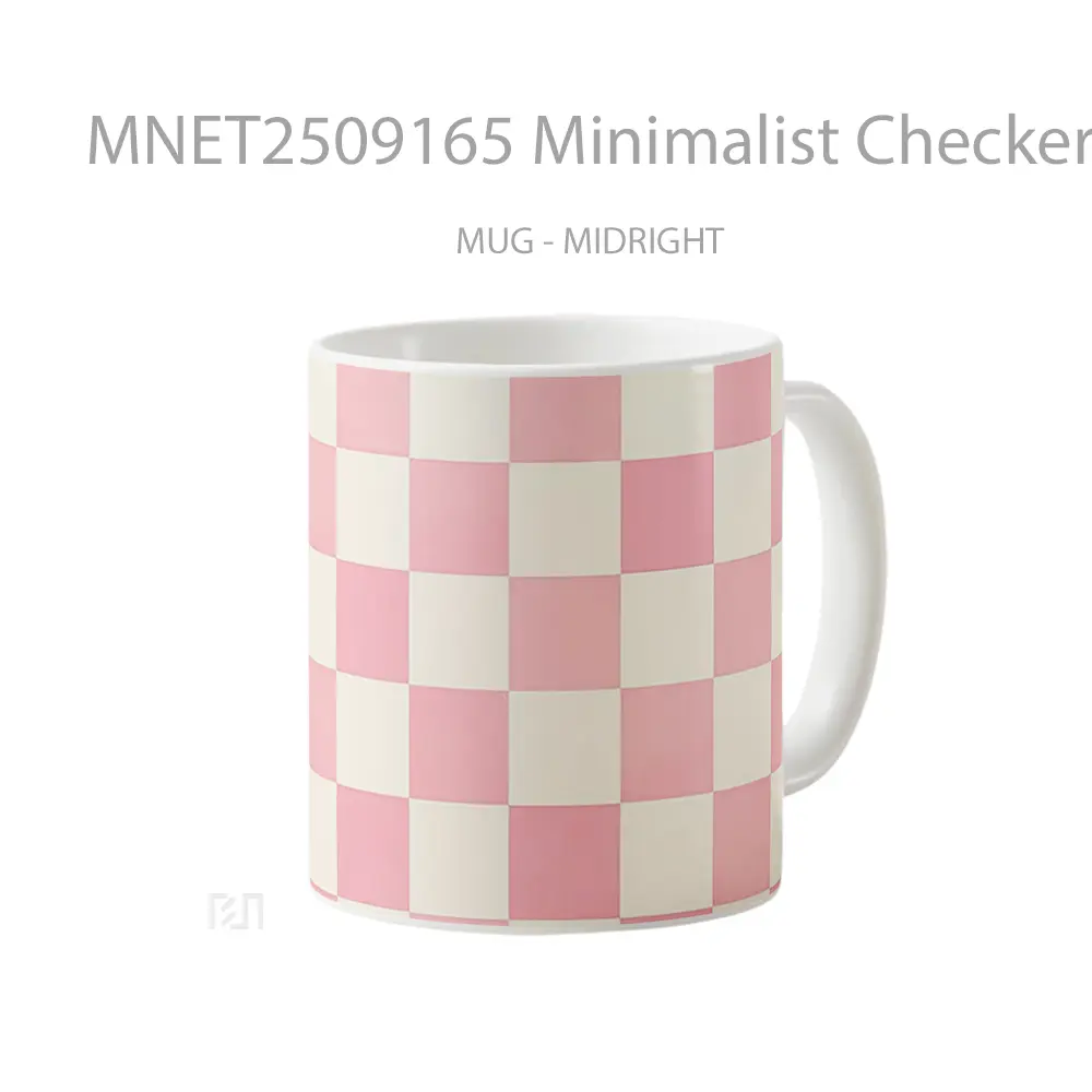 Minimalist Checkered Pink Pattern Mug MNET2509165 - All-side / Desain