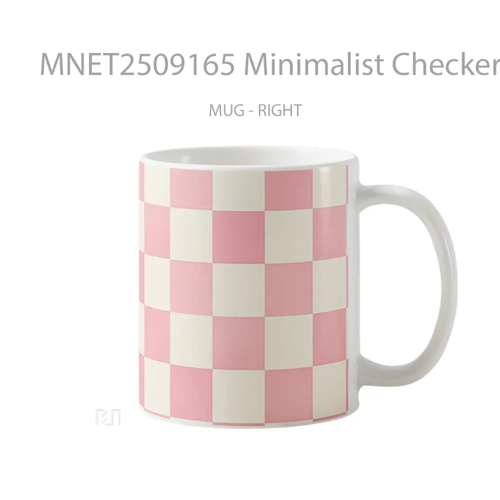 Minimalist Checkered Pink Pattern Mug MNET2509165