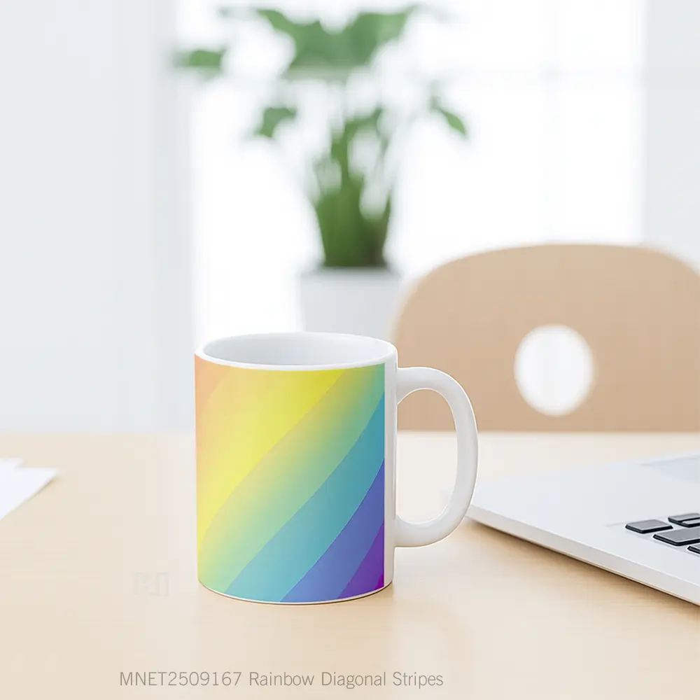 Rainbow Diagonal Stripes Mug MNET2509167 - All-side / Desain