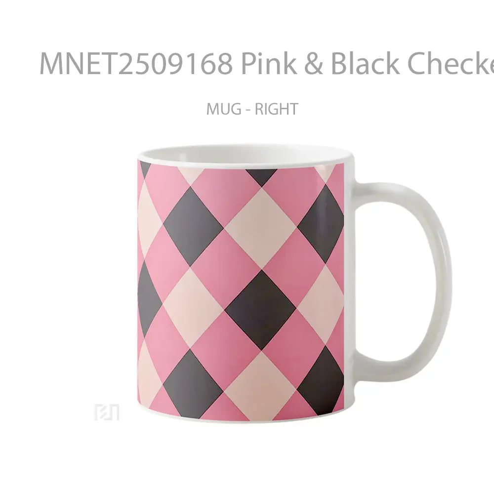 Pink & Black Checkerboard Pattern Clean Design Mug MNET2509168