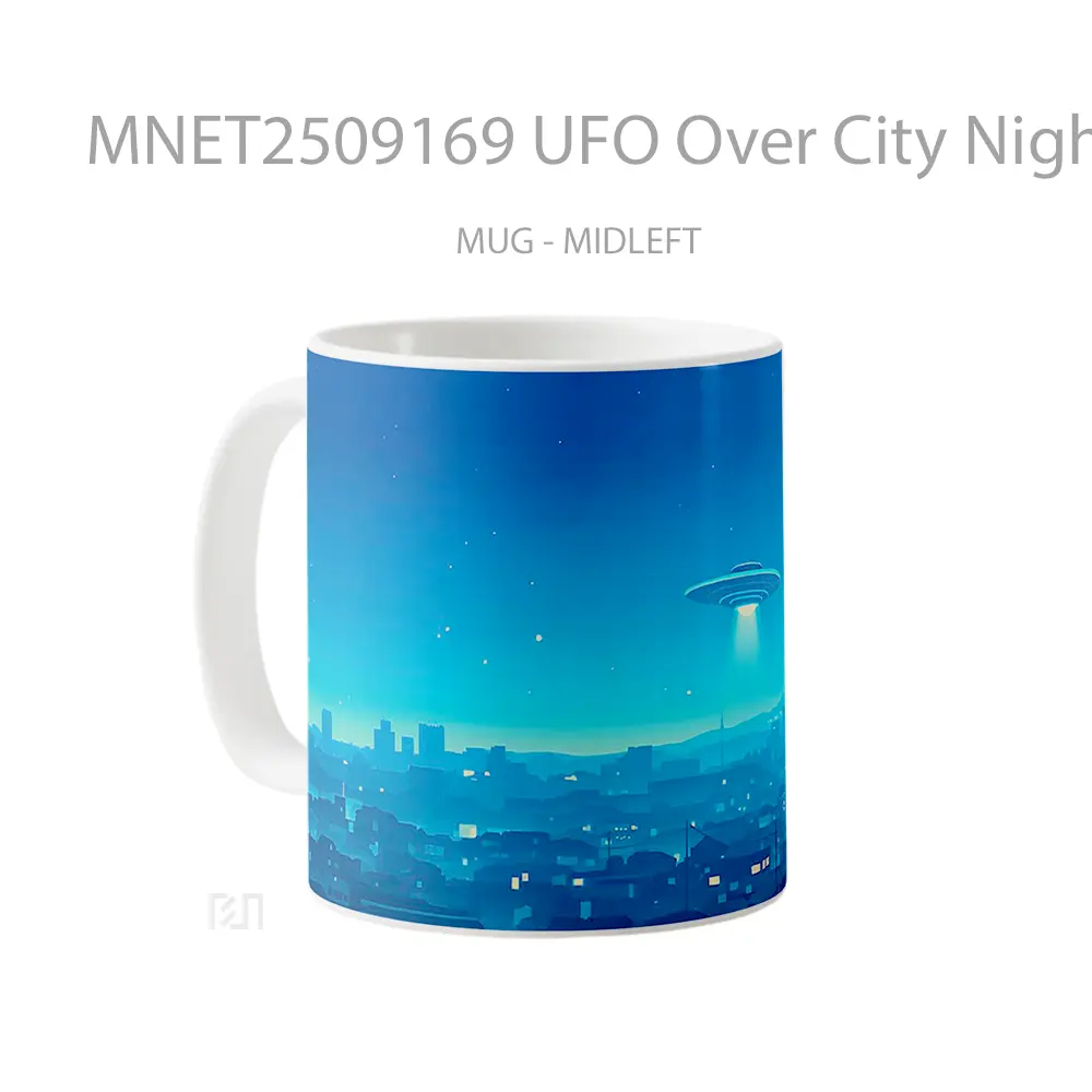 Ufo Over City Night Glow Scene Mug MNET2509169 - All-side / Desain