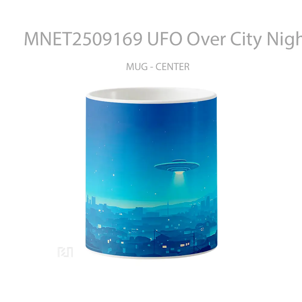 Ufo Over City Night Glow Scene Mug MNET2509169 - All-side / Desain