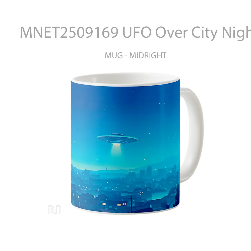 Ufo Over City Night Glow Scene Mug MNET2509169 - All-side / Desain
