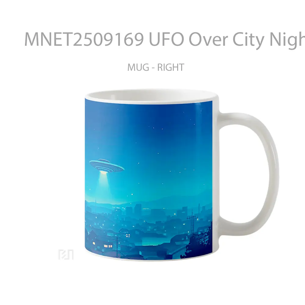 Ufo Over City Night Glow Scene Mug MNET2509169