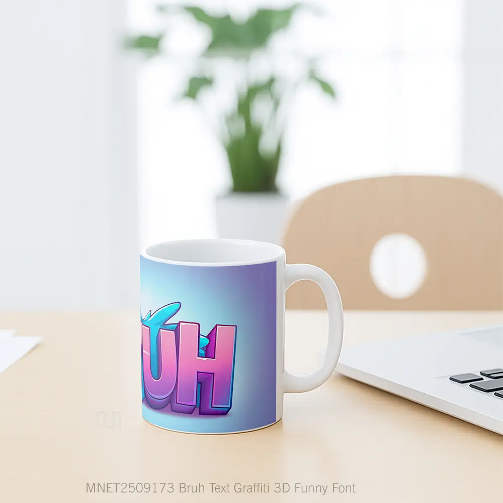 Bruh Text Graffiti 3D Funny Font Mug MNET2509173 - All-side / Desain