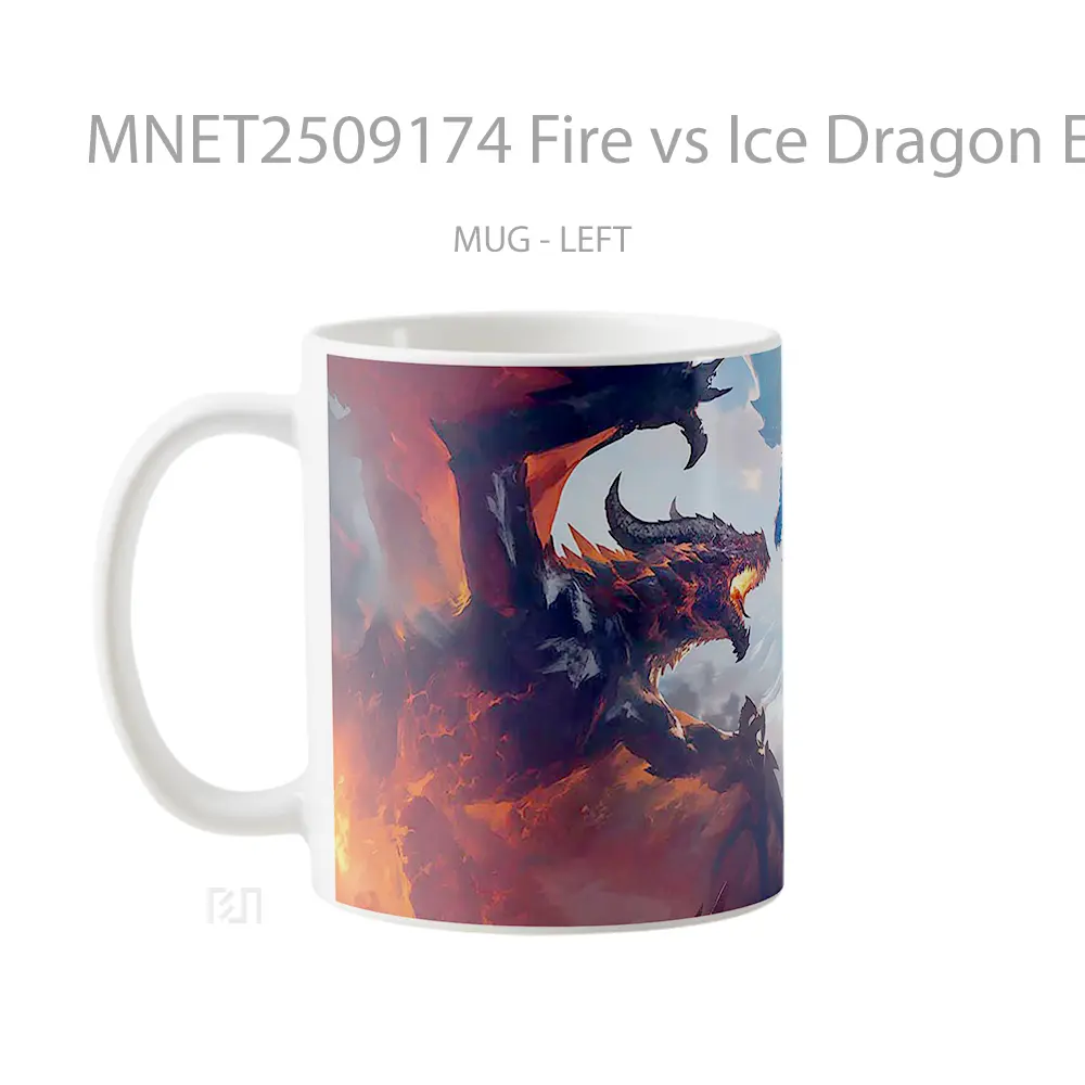 Fire Vs Ice Dragon Epic Fantasy Battle Mug MNET2509174 - All-side / Desain