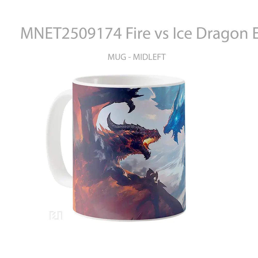 Fire Vs Ice Dragon Epic Fantasy Battle Mug MNET2509174 - All-side / Desain