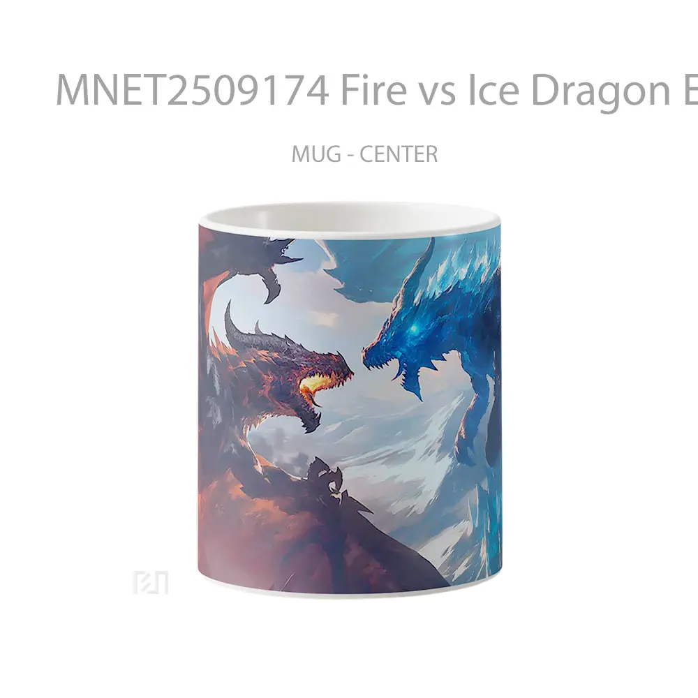 Fire Vs Ice Dragon Epic Fantasy Battle Mug MNET2509174 - All-side / Desain