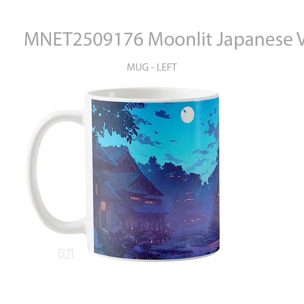 Moonlit Japanese Village Night Mug MNET2509176 - All-side / Desain