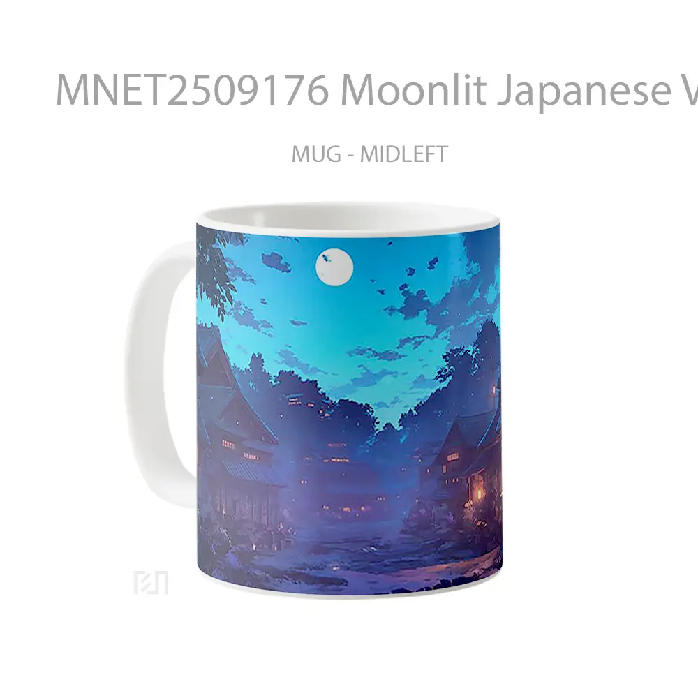 Moonlit Japanese Village Night Mug MNET2509176 - All-side / Desain