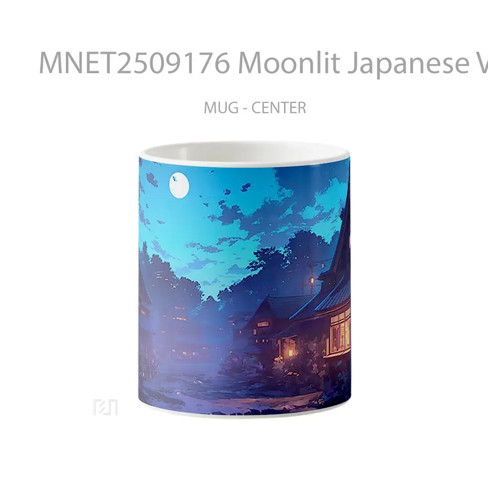 Moonlit Japanese Village Night Mug MNET2509176 - All-side / Desain