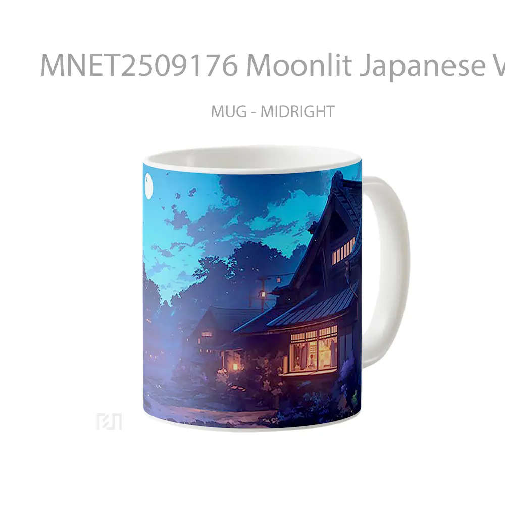 Moonlit Japanese Village Night Mug MNET2509176 - All-side / Desain