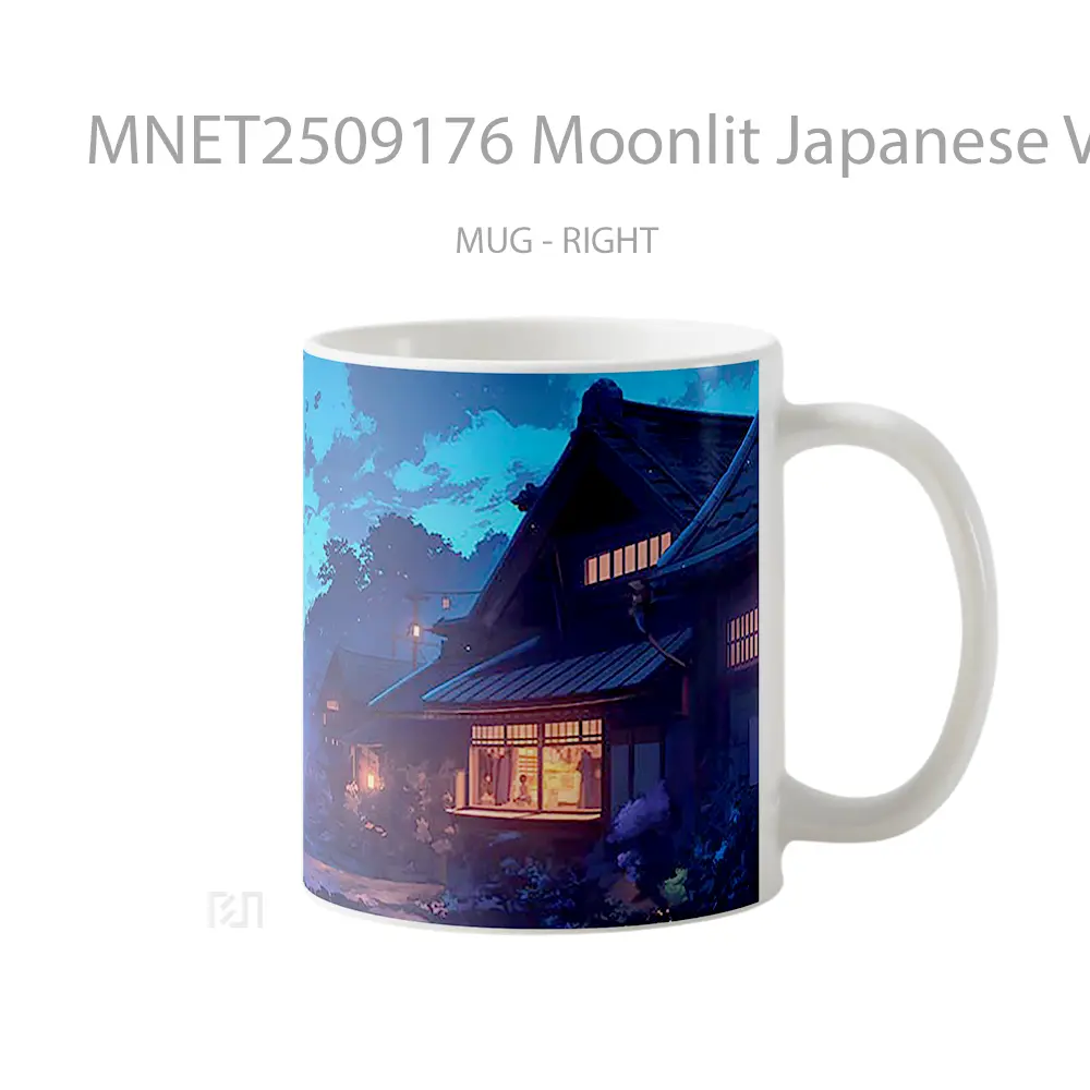 Moonlit Japanese Village Night Mug MNET2509176