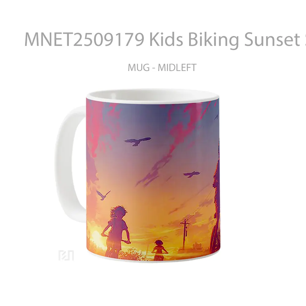 Kids Biking Sunset Scene Mug MNET2509179 - All-side / Desain