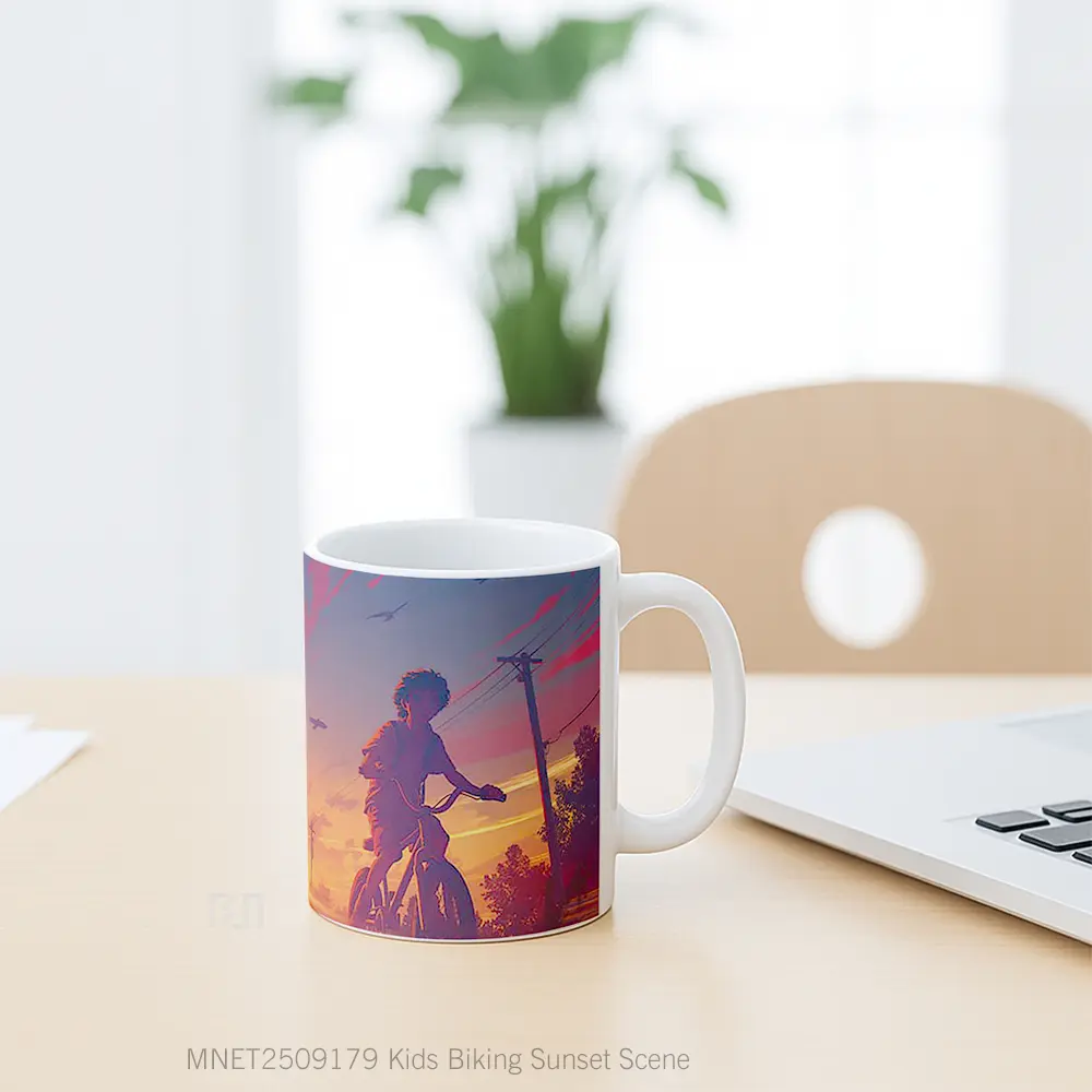 Kids Biking Sunset Scene Mug MNET2509179 - All-side / Desain