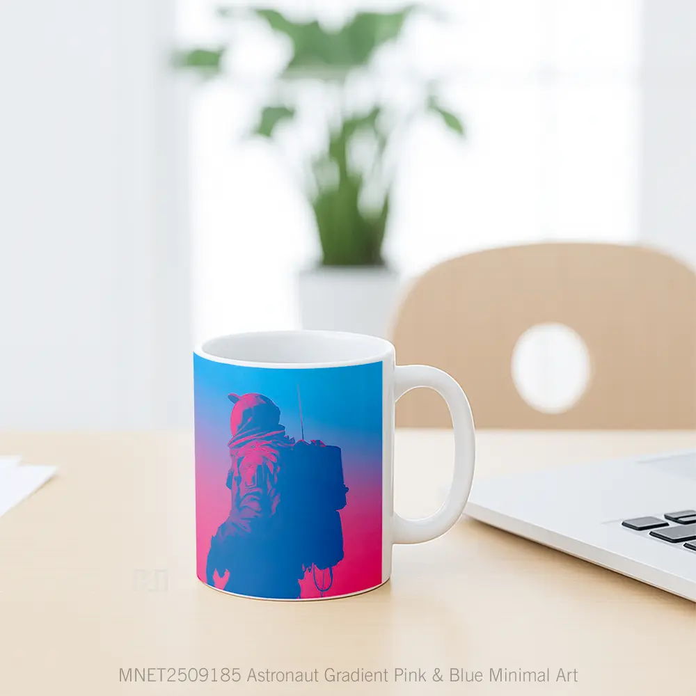 Astronaut Gradient Pink & Blue Minimal Art Mug MNET2509185 - All-side / Desain
