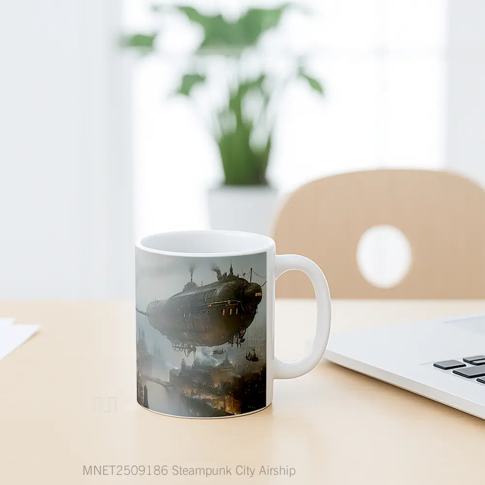 Steampunk City Airship Mug MNET2509186 - All-side / Desain