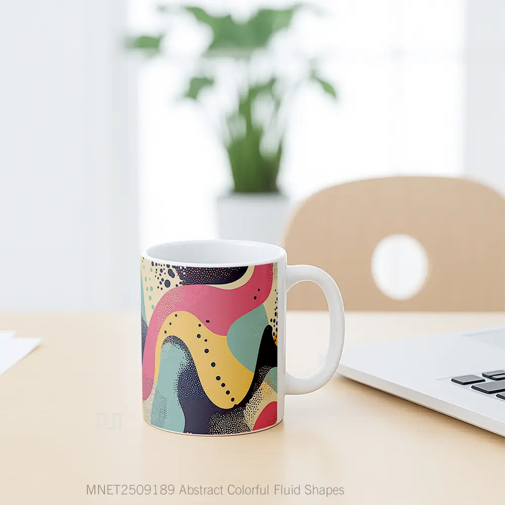 Abstract Colorful Fluid Shapes Mug MNET2509189 - All-side / Desain