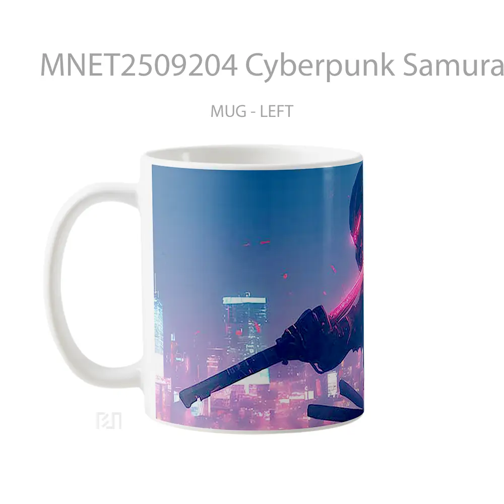 Cyberpunk Samurai Glowing Sword Mug MNET2509204 - All-side / Desain